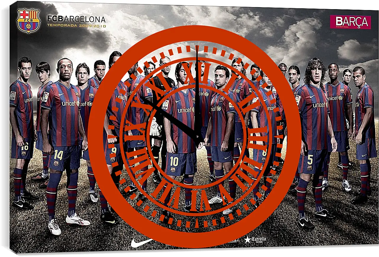 Часы картина - ФК Барселона. FC Barcelona