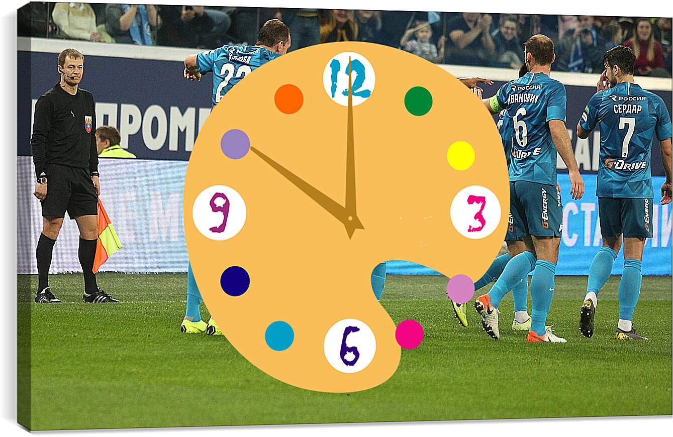 Часы картина - Празднование гола ФК Зенит Санкт-Петербург