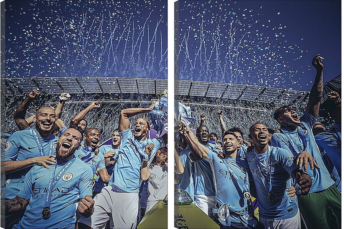 Модульная картина - Победа в АПЛ. ФК Манчестер Сити. FC Manchester City