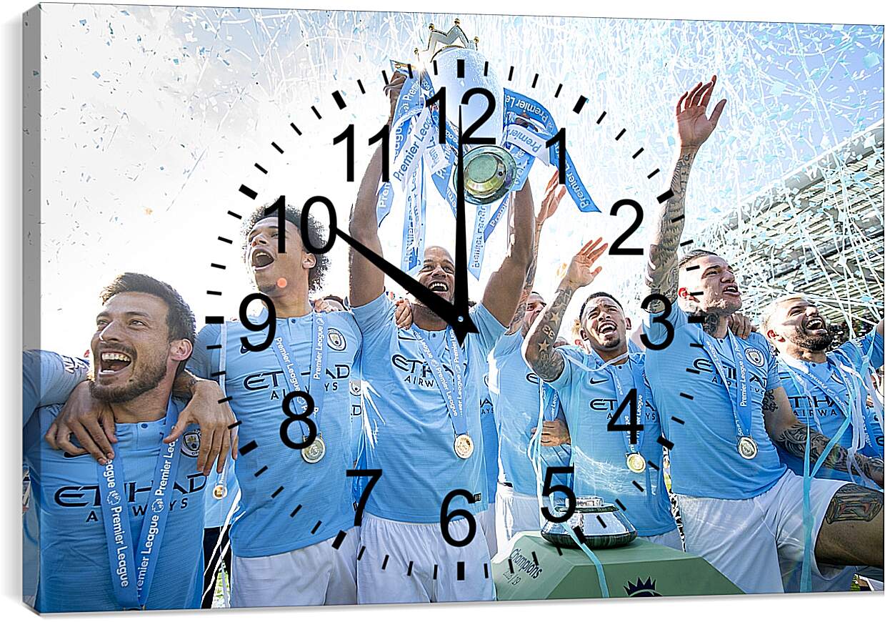 Часы картина - Победа в АПЛ. ФК Манчестер Сити. FC Manchester City