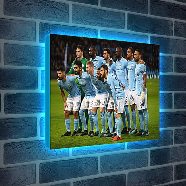 Лайтбокс световая панель - Фото перед матчем. Манчестер Сити. Manchester City