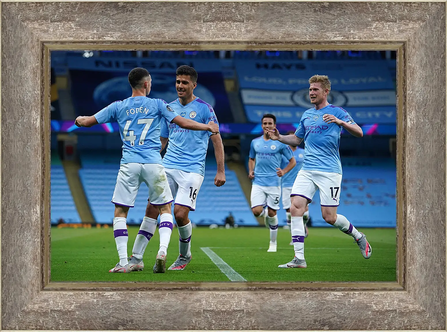 Картина в раме - Празднование гола. Манчестер Сити. Manchester City