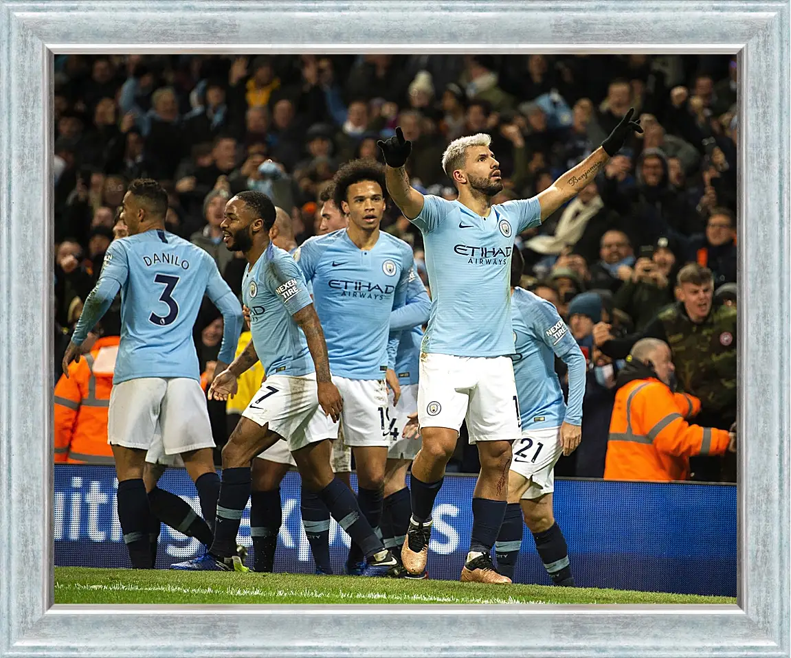 Картина в раме - Празднование гола. Манчестер Сити. Manchester City