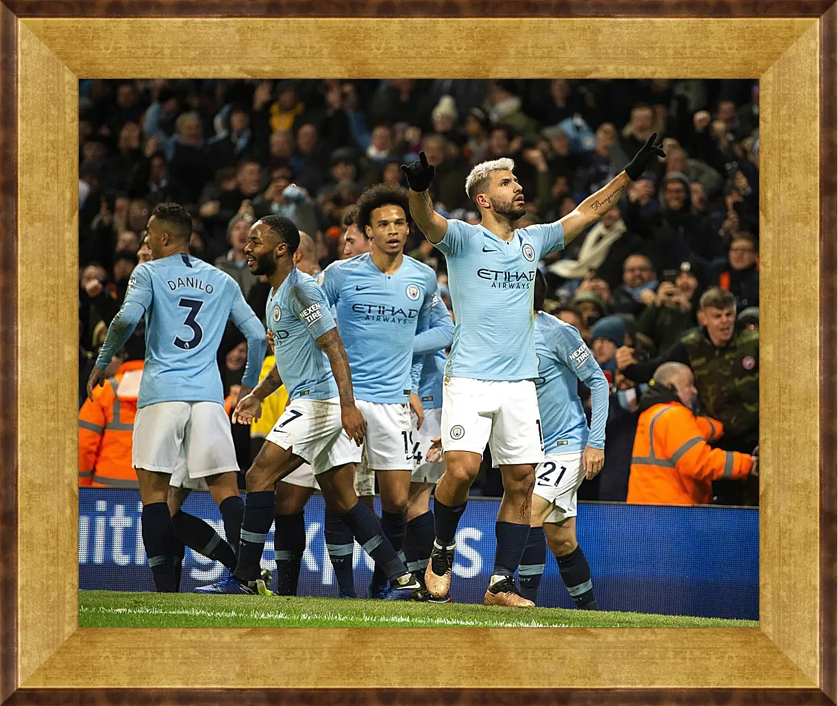 Картина в раме - Празднование гола. Манчестер Сити. Manchester City