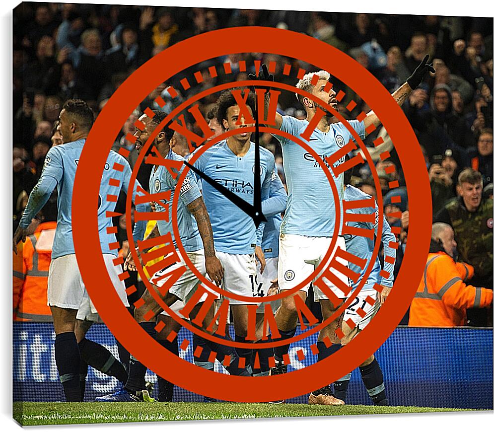 Часы картина - Празднование гола. Манчестер Сити. Manchester City