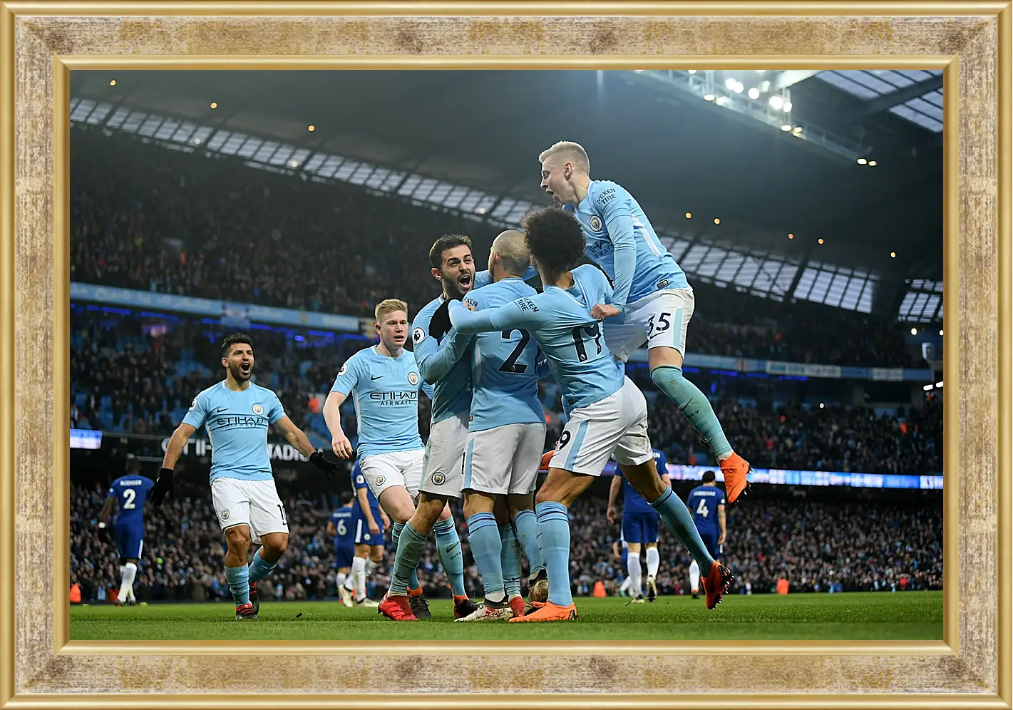 Картина в раме - Празднование гола. Манчестер Сити. Manchester City