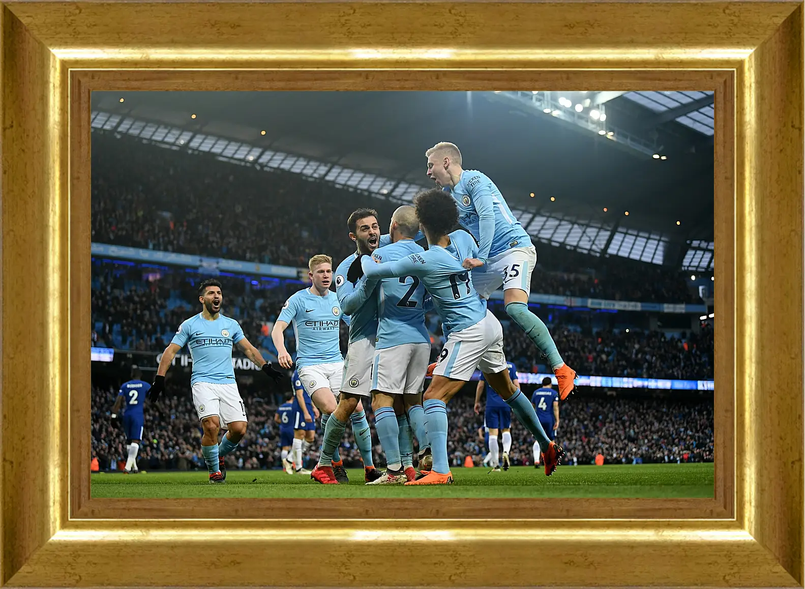 Картина в раме - Празднование гола. Манчестер Сити. Manchester City