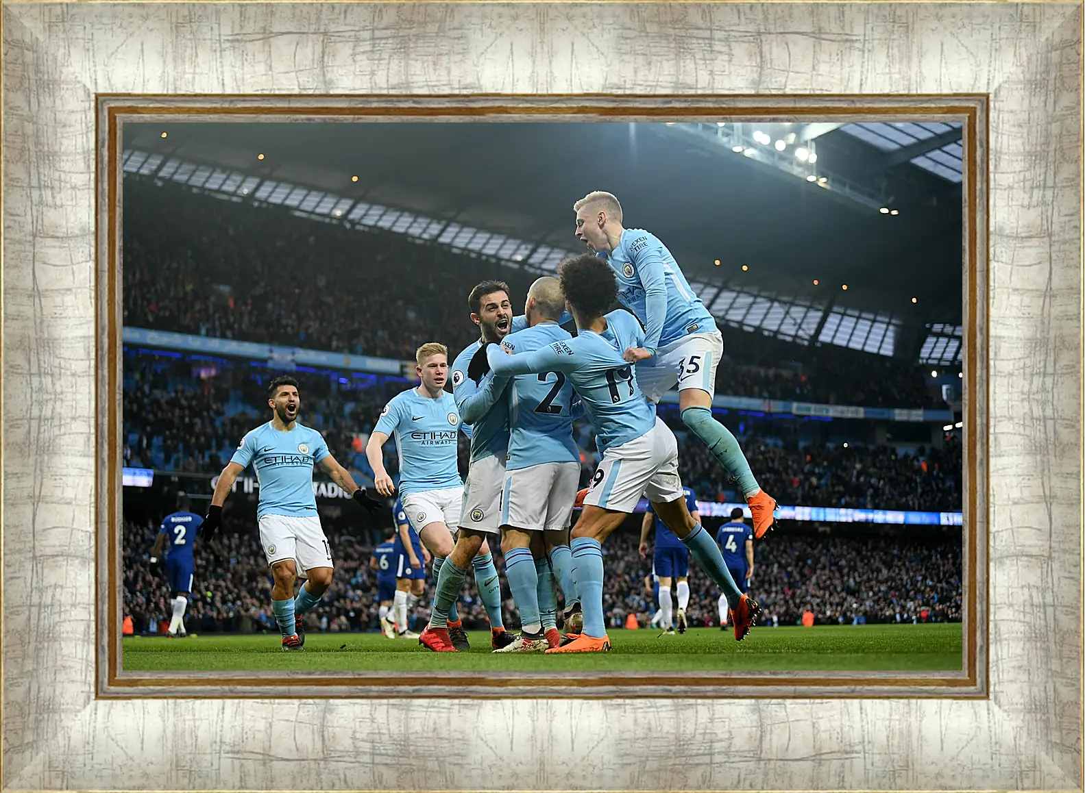 Картина в раме - Празднование гола. Манчестер Сити. Manchester City