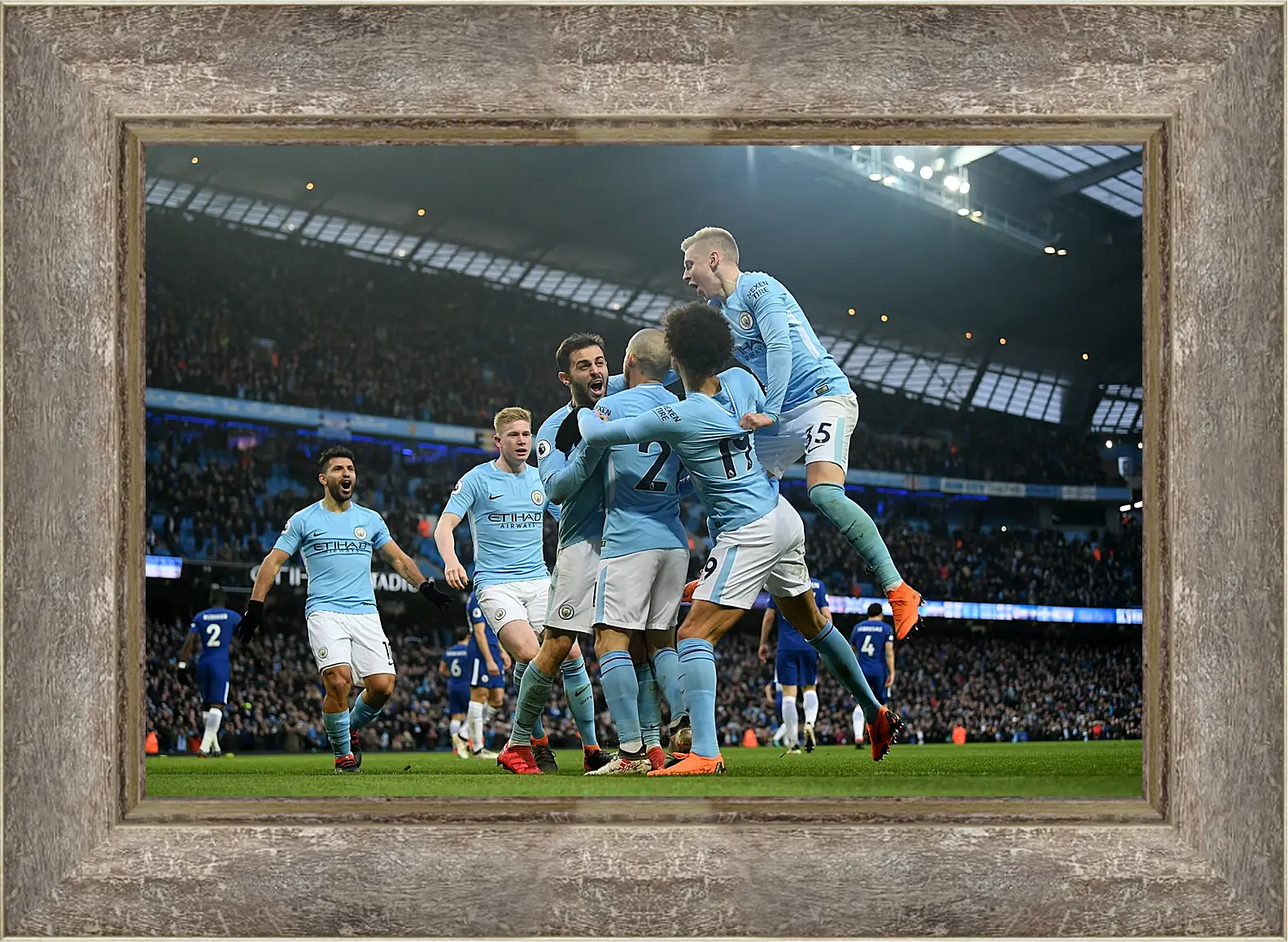 Картина в раме - Празднование гола. Манчестер Сити. Manchester City