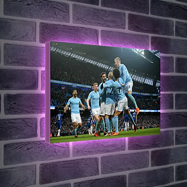 Лайтбокс световая панель - Празднование гола. Манчестер Сити. Manchester City