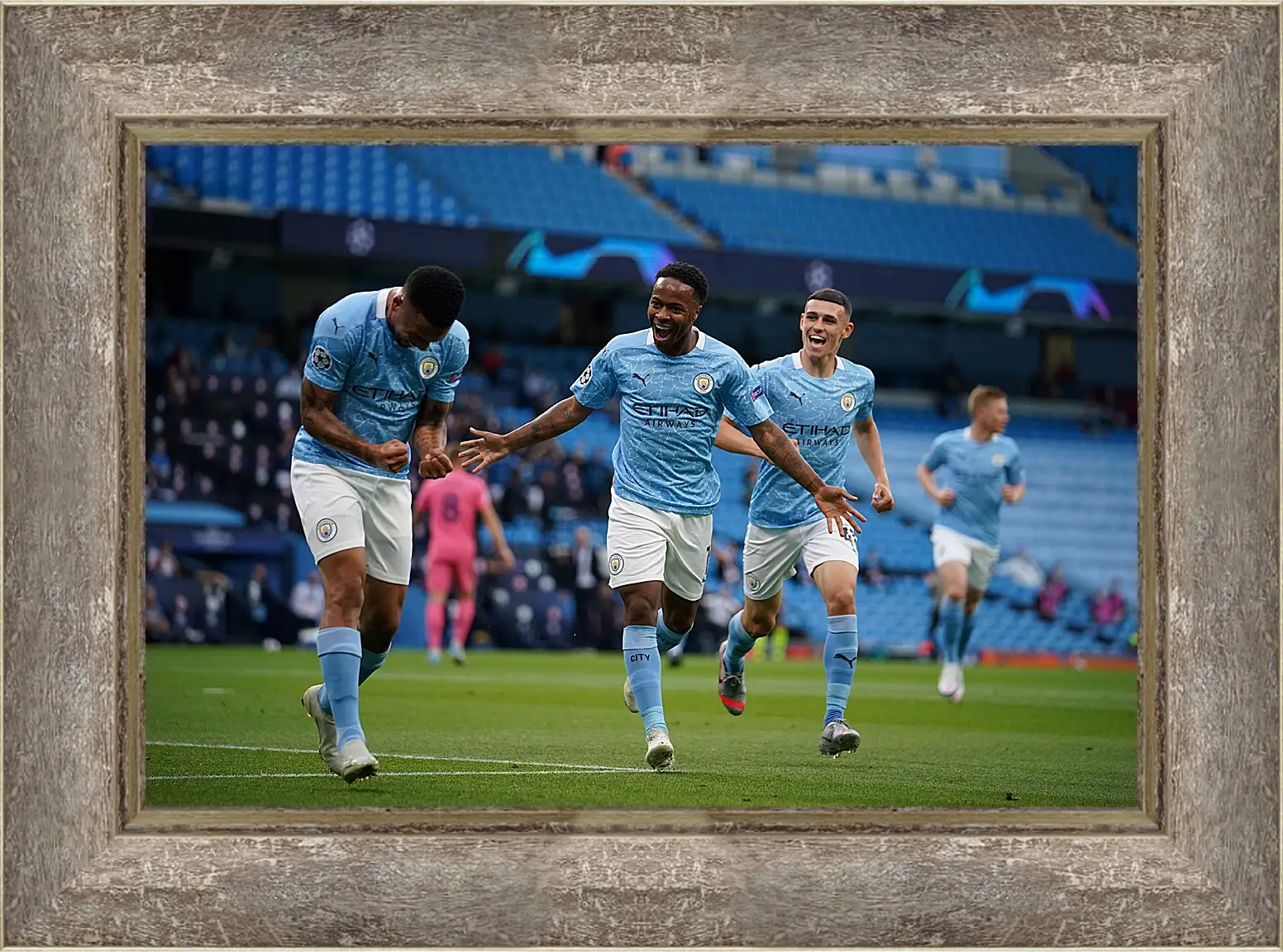 Картина в раме - Празднование гола. Манчестер Сити. Manchester City