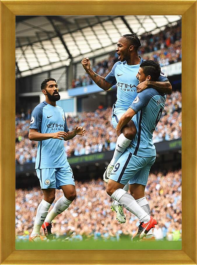 Картина в раме - Празднование гола. Манчестер Сити. Manchester City