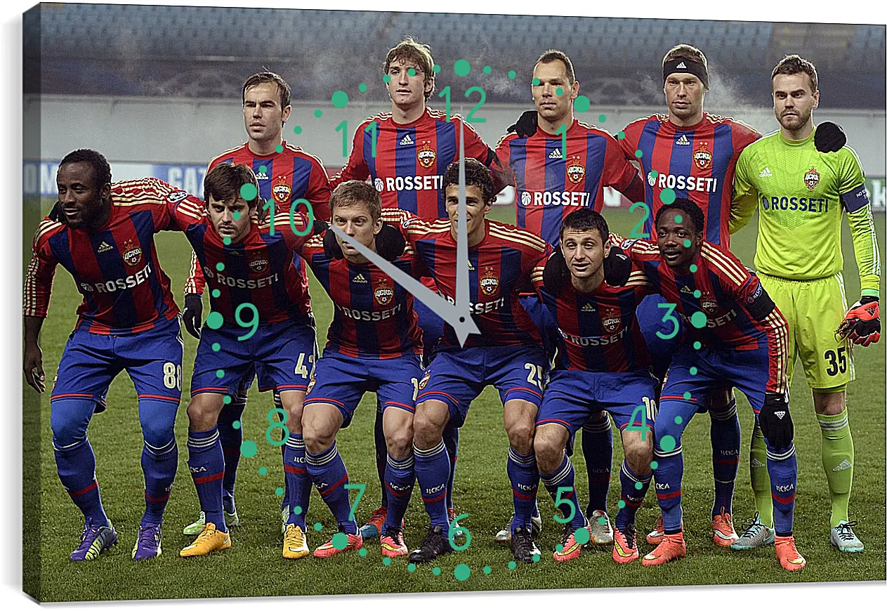 Часы картина - Фото перед матчем. ФК ЦСКА Москва. FC CSKA Moscow