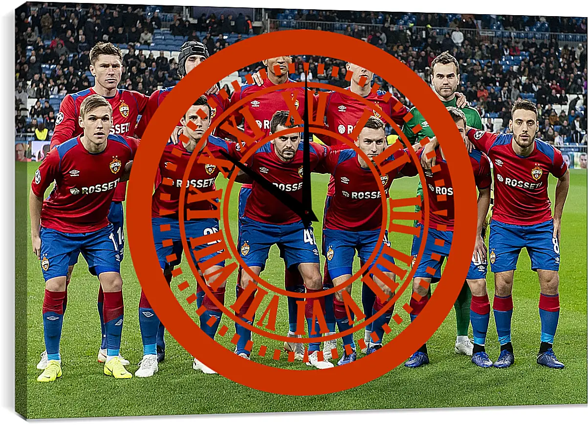 Часы картина - Фото перед матчем. ФК ЦСКА Москва. FC CSKA Moscow