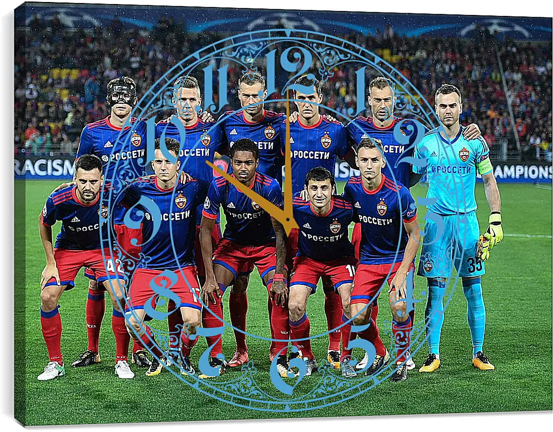 Часы картина - Фото перед матчем. ФК ЦСКА Москва. FC CSKA Moscow