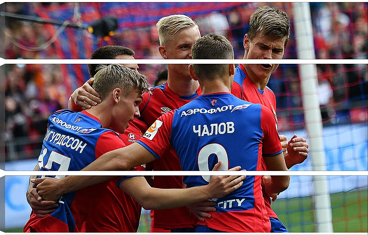 Модульная картина - Празднование гола. ФК ЦСКА Москва. FC CSKA Moscow