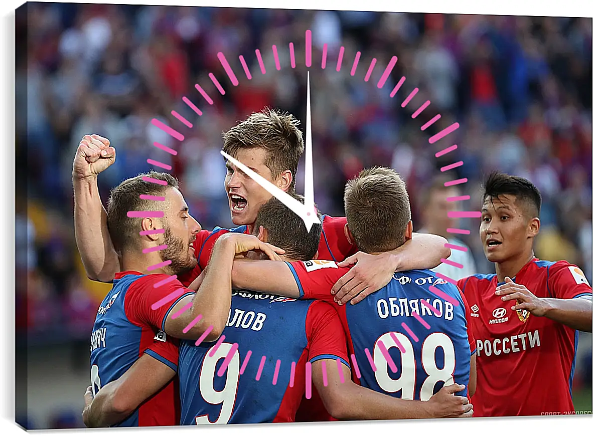 Часы картина - Празднование гола. ФК ЦСКА Москва. FC CSKA Moscow