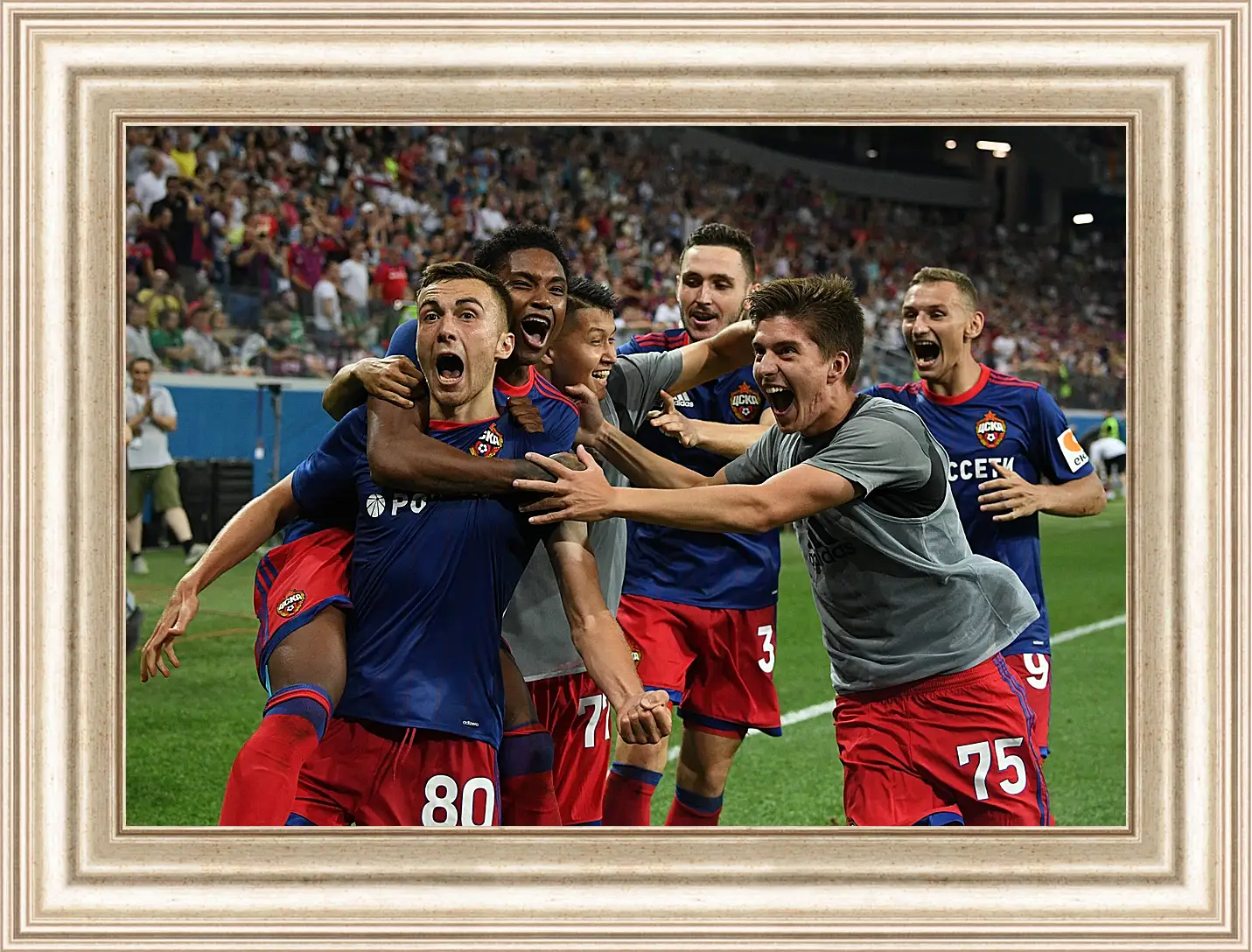 Картина в раме - Празднование гола. ФК ЦСКА Москва. FC CSKA Moscow