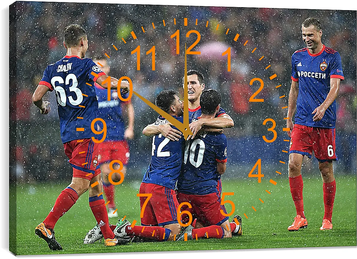 Часы картина - Празднование гола. ФК ЦСКА Москва. FC CSKA Moscow