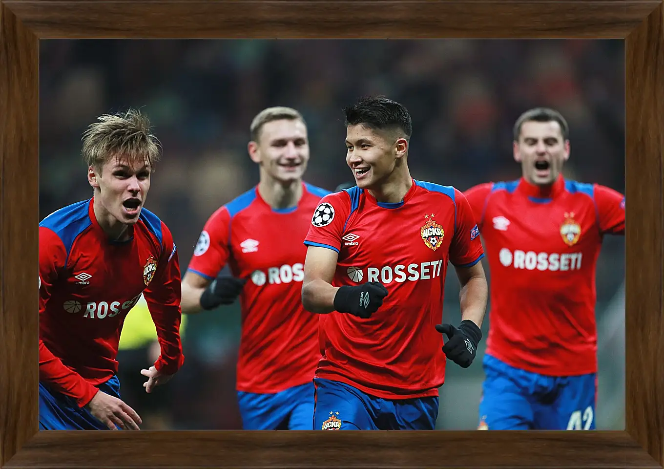 Картина в раме - Празднование гола. ФК ЦСКА Москва. FC CSKA Moscow