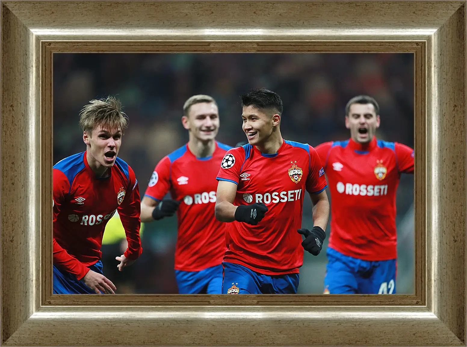 Картина в раме - Празднование гола. ФК ЦСКА Москва. FC CSKA Moscow