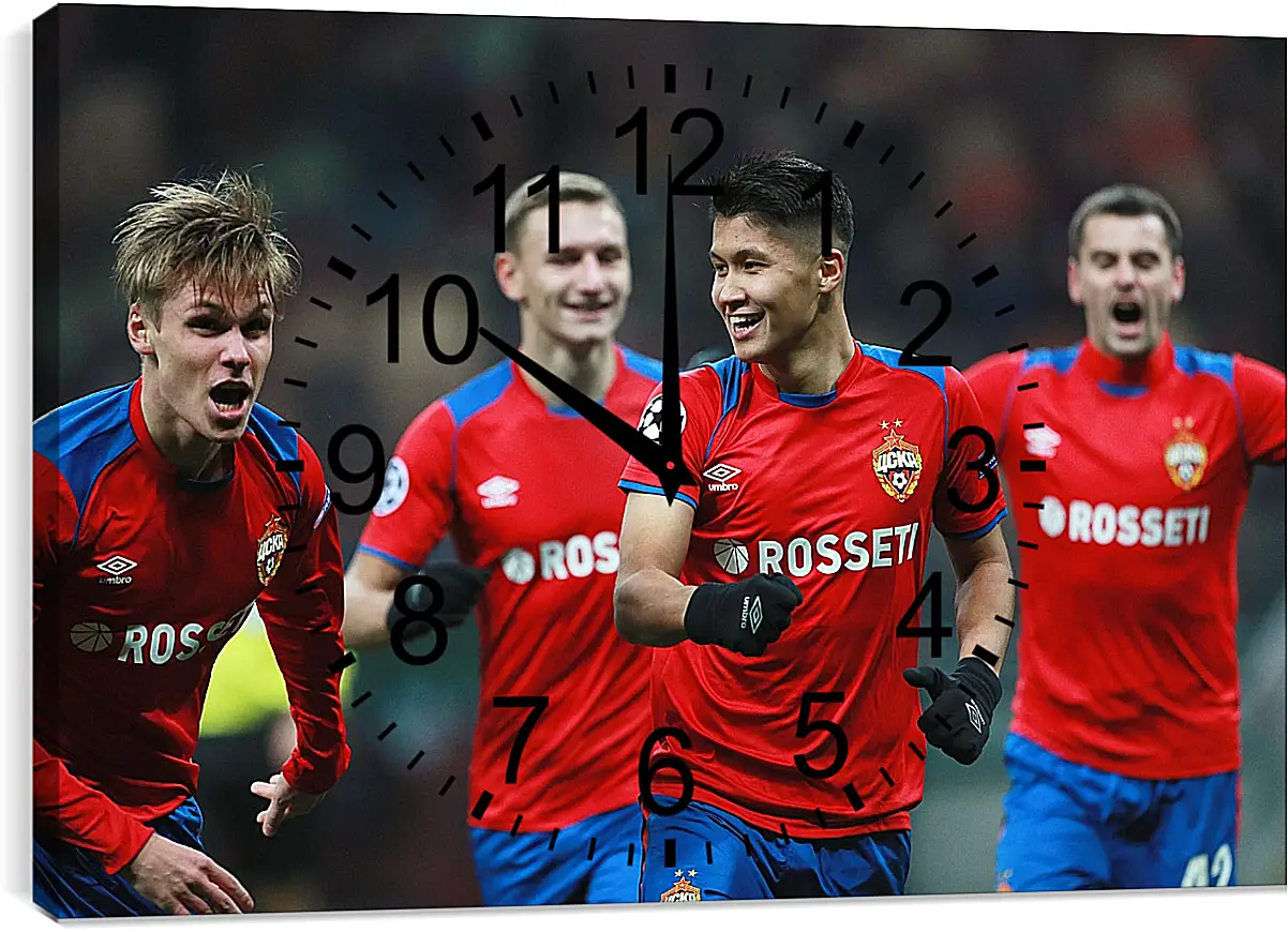 Часы картина - Празднование гола. ФК ЦСКА Москва. FC CSKA Moscow