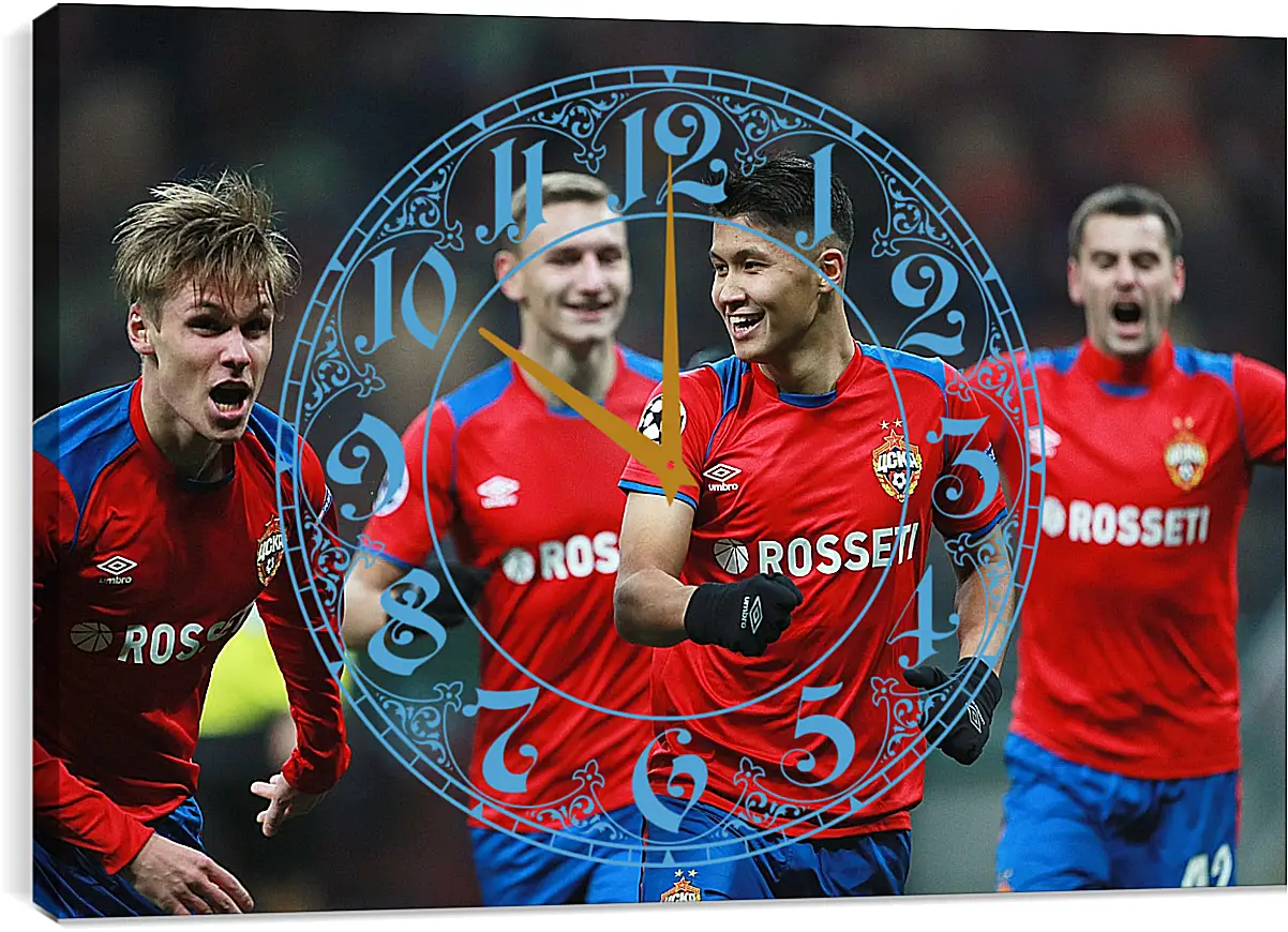 Часы картина - Празднование гола. ФК ЦСКА Москва. FC CSKA Moscow