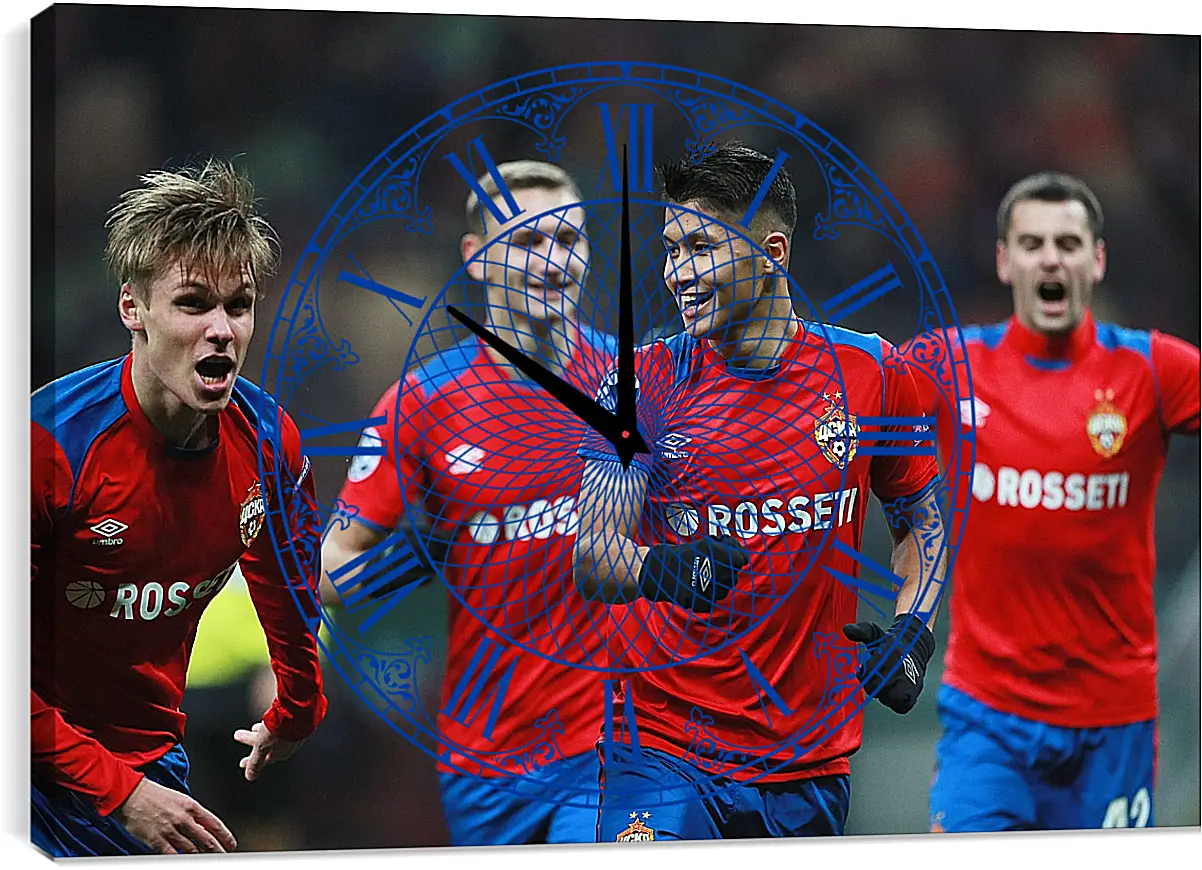 Часы картина - Празднование гола. ФК ЦСКА Москва. FC CSKA Moscow