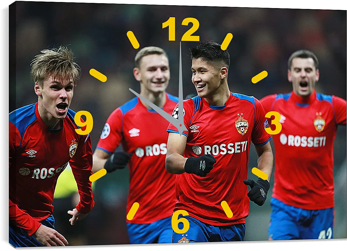 Часы картина - Празднование гола. ФК ЦСКА Москва. FC CSKA Moscow