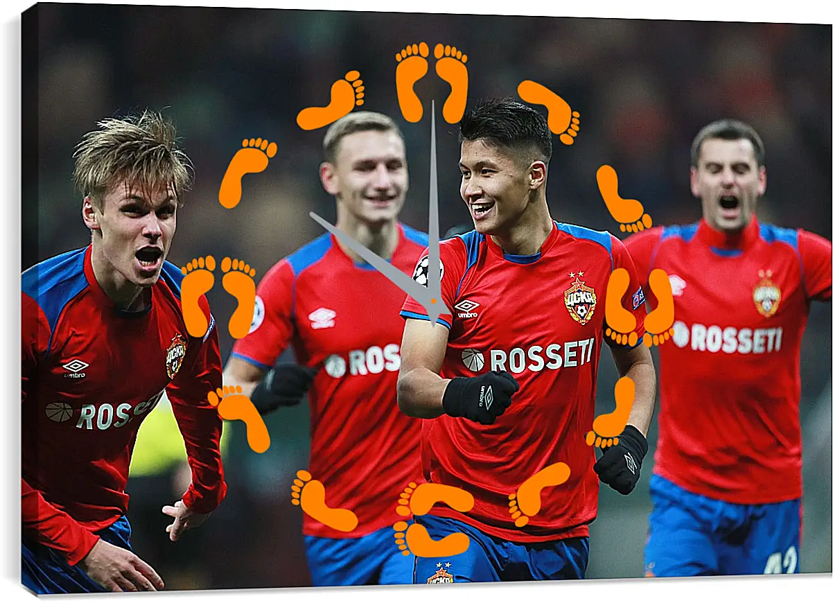Часы картина - Празднование гола. ФК ЦСКА Москва. FC CSKA Moscow