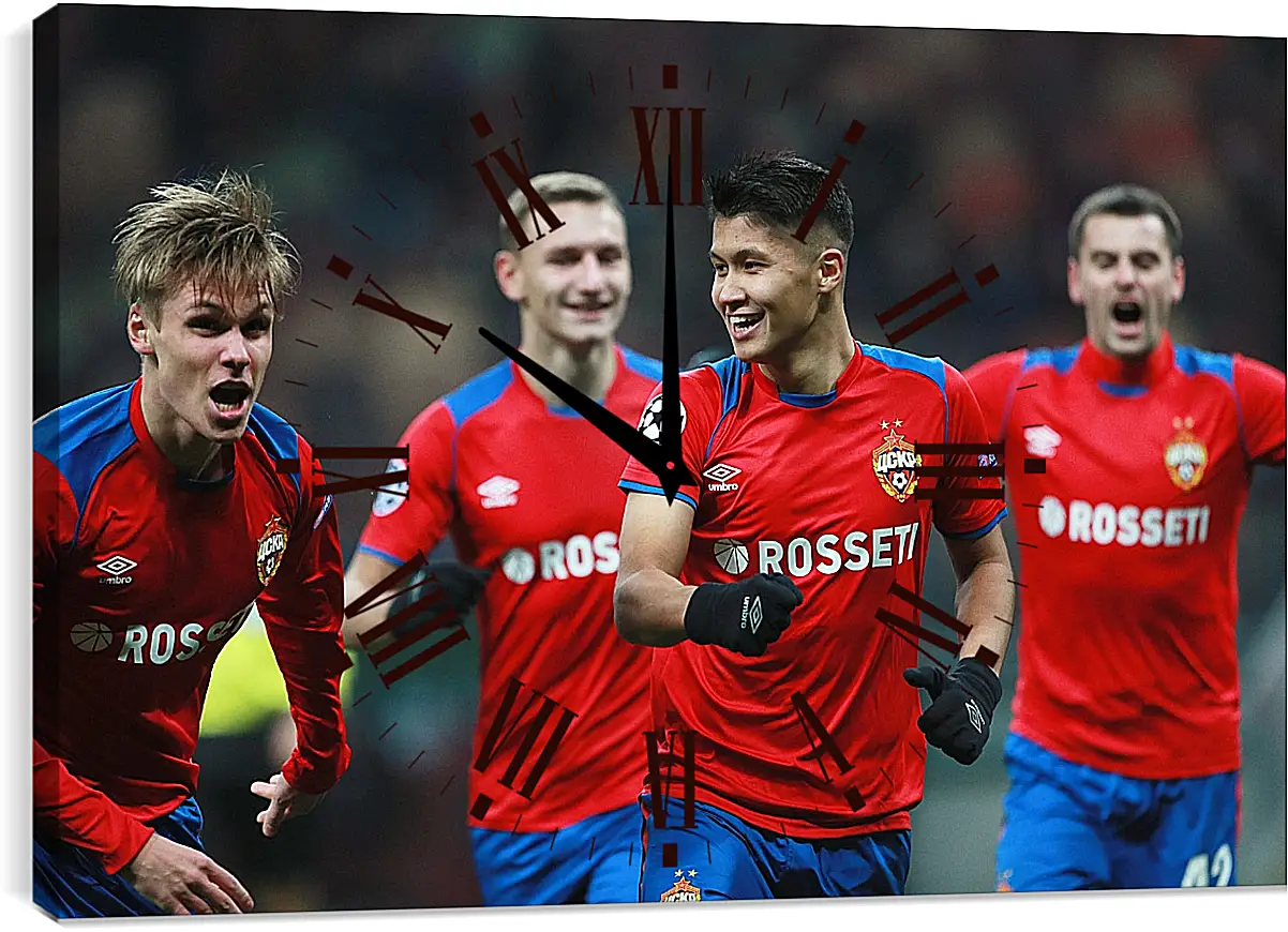 Часы картина - Празднование гола. ФК ЦСКА Москва. FC CSKA Moscow