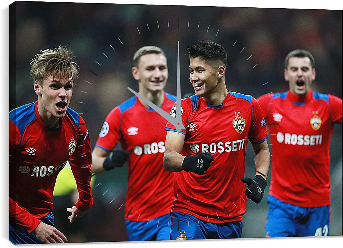 Часы картина - Празднование гола. ФК ЦСКА Москва. FC CSKA Moscow