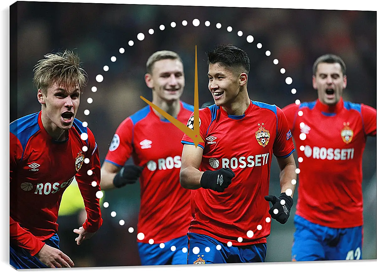 Часы картина - Празднование гола. ФК ЦСКА Москва. FC CSKA Moscow