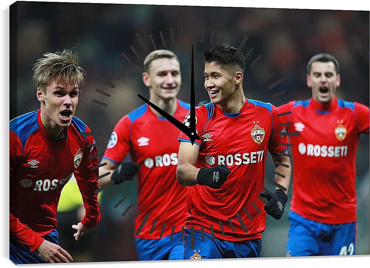 Часы картина - Празднование гола. ФК ЦСКА Москва. FC CSKA Moscow