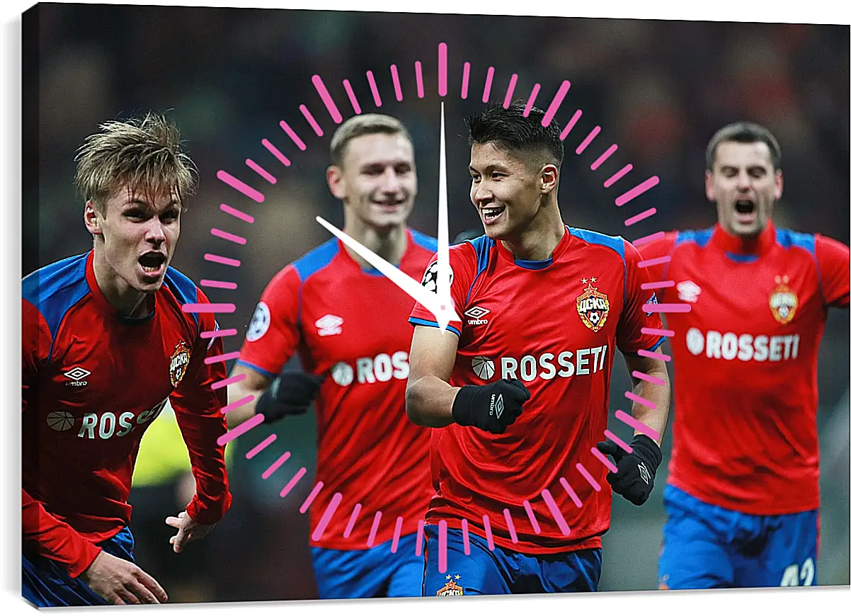 Часы картина - Празднование гола. ФК ЦСКА Москва. FC CSKA Moscow