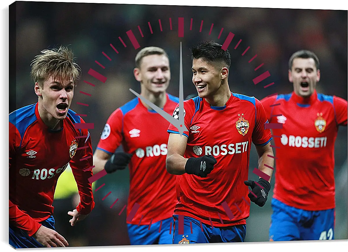 Часы картина - Празднование гола. ФК ЦСКА Москва. FC CSKA Moscow