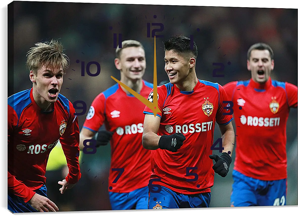 Часы картина - Празднование гола. ФК ЦСКА Москва. FC CSKA Moscow