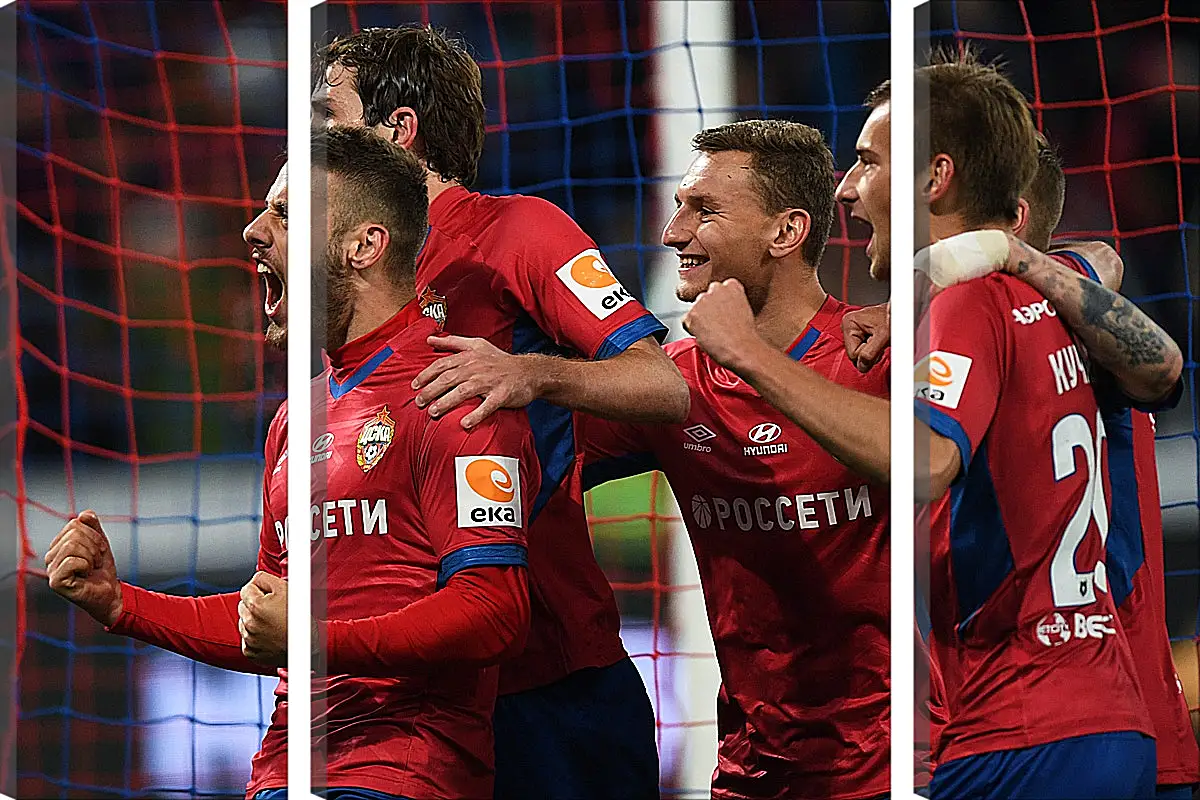 Модульная картина - Празднование гола. ФК ЦСКА Москва. FC CSKA Moscow