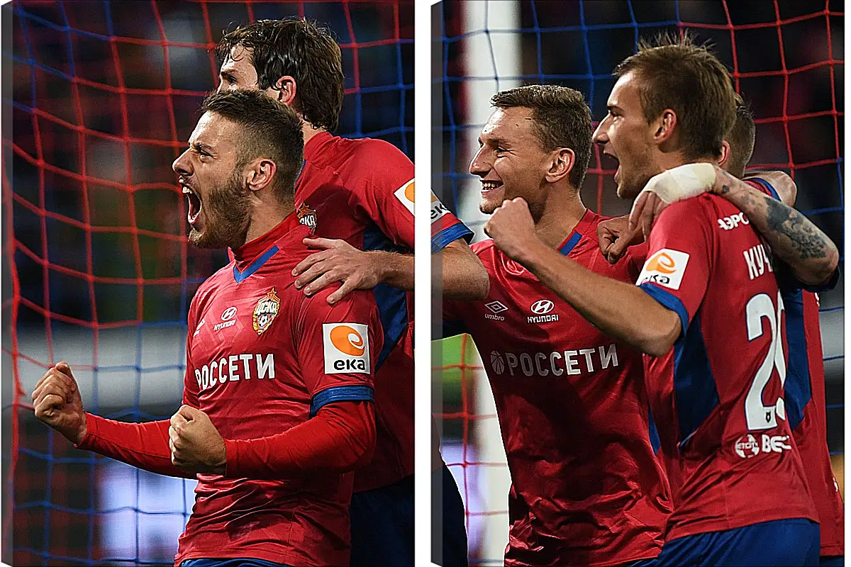 Модульная картина - Празднование гола. ФК ЦСКА Москва. FC CSKA Moscow