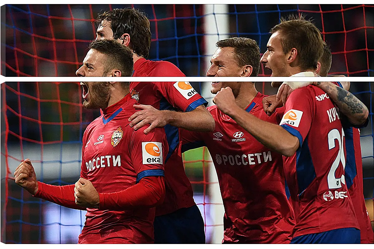 Модульная картина - Празднование гола. ФК ЦСКА Москва. FC CSKA Moscow