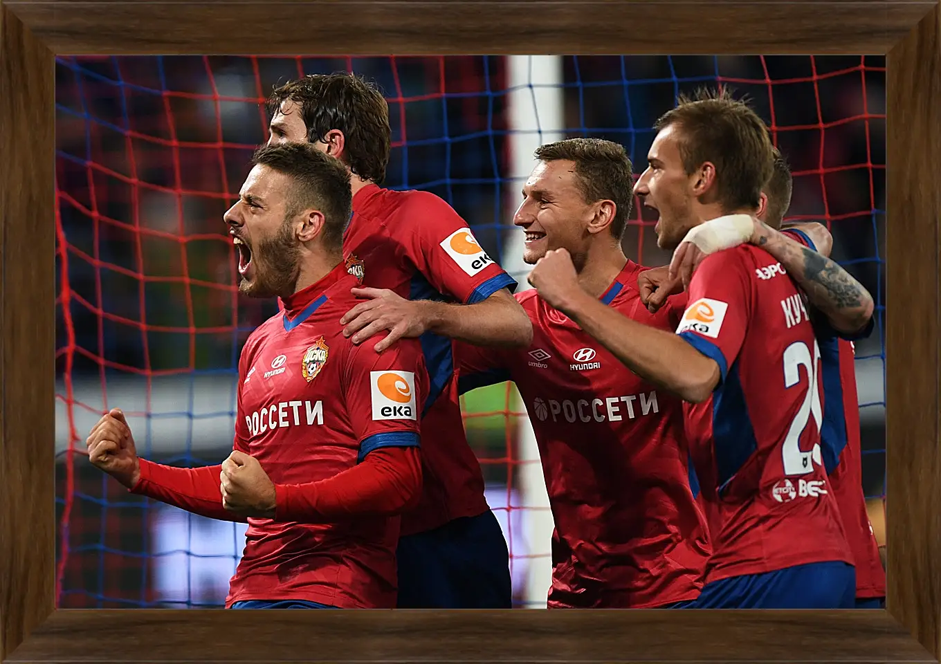 Картина в раме - Празднование гола. ФК ЦСКА Москва. FC CSKA Moscow