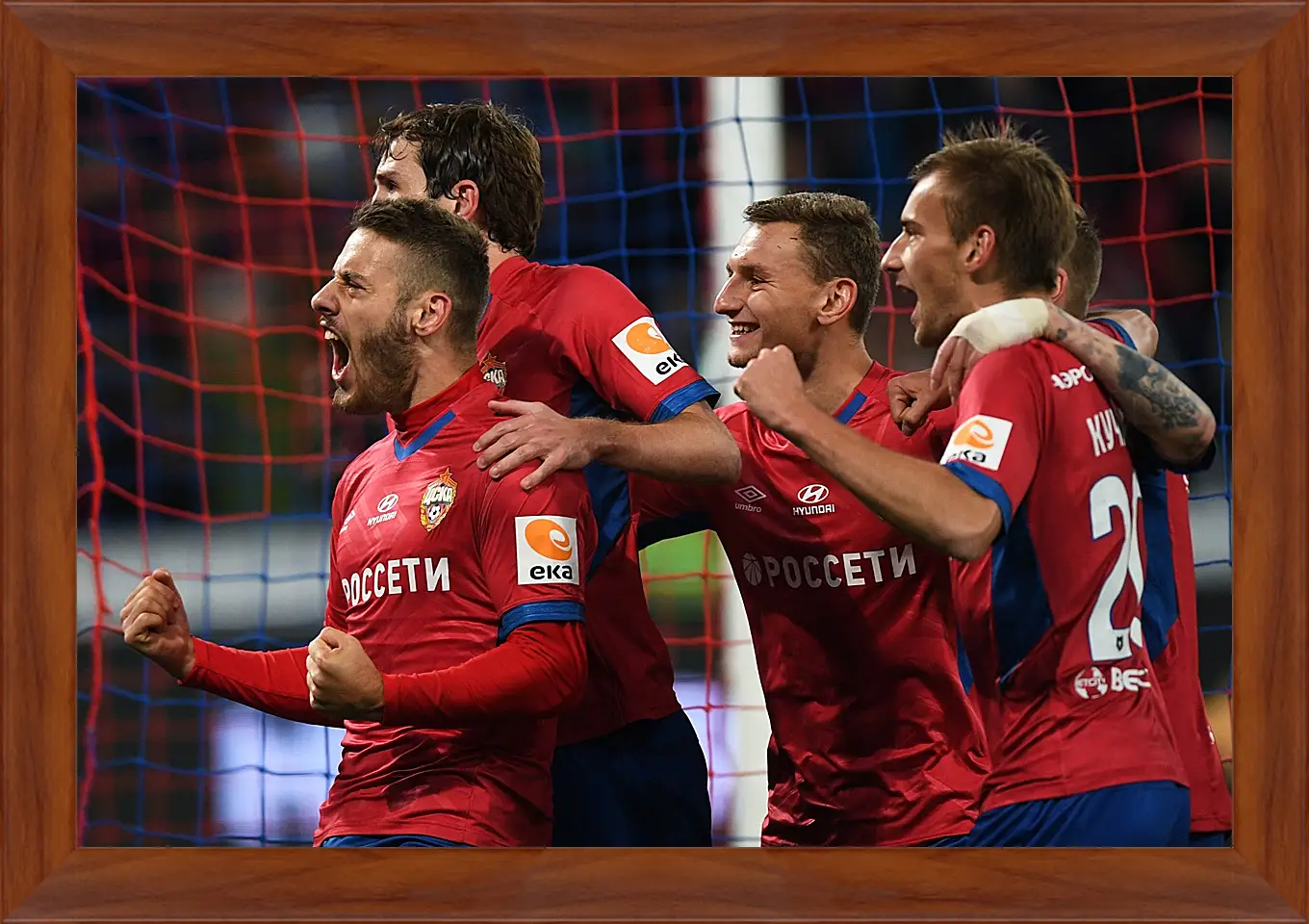 Картина в раме - Празднование гола. ФК ЦСКА Москва. FC CSKA Moscow