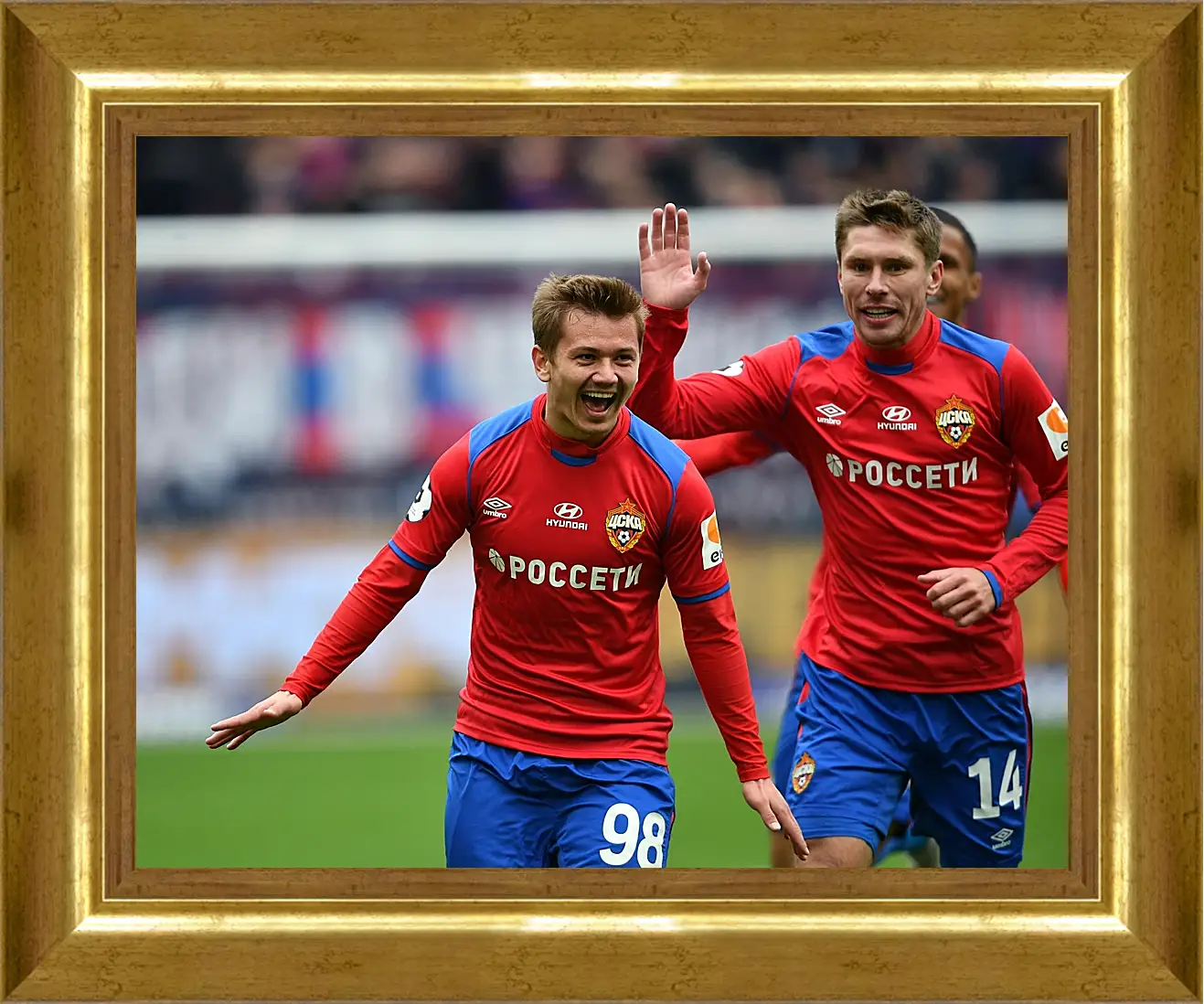 Картина в раме - Празднование гола. ФК ЦСКА Москва. FC CSKA Moscow