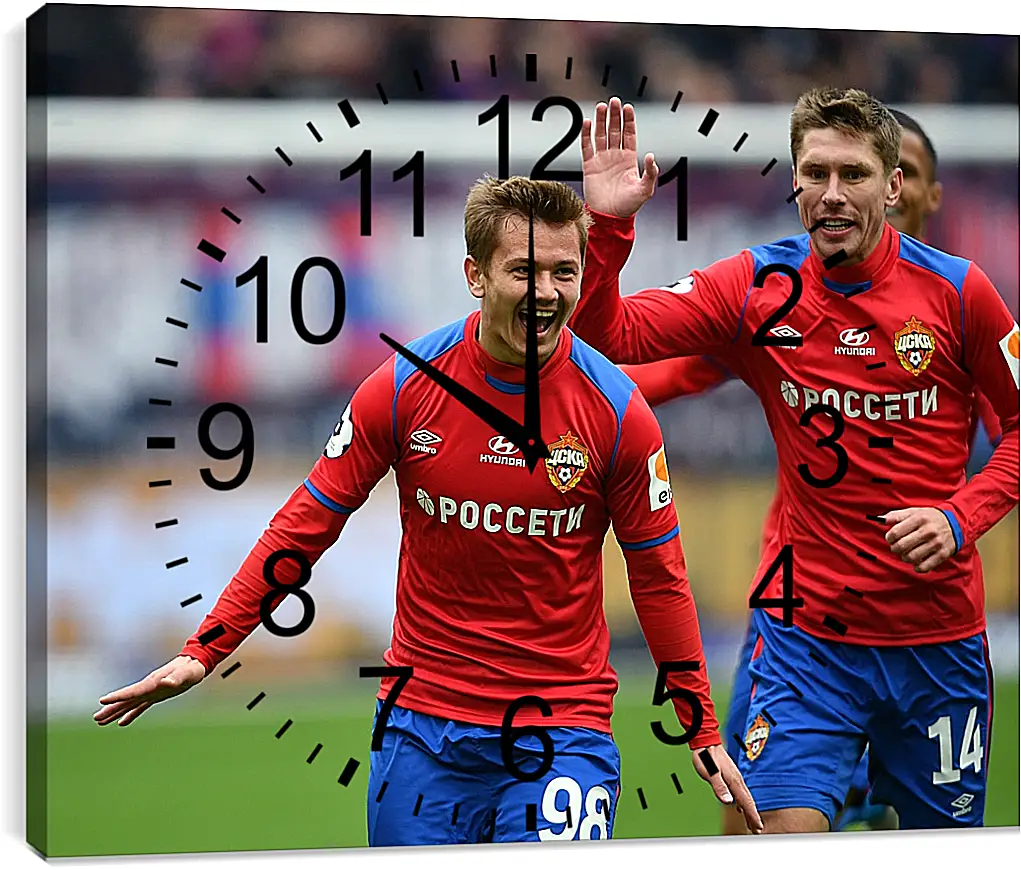 Часы картина - Празднование гола. ФК ЦСКА Москва. FC CSKA Moscow