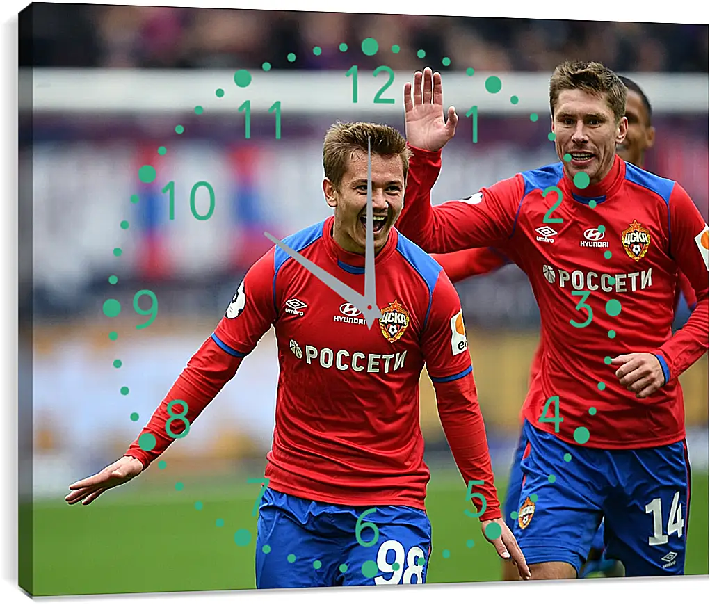 Часы картина - Празднование гола. ФК ЦСКА Москва. FC CSKA Moscow