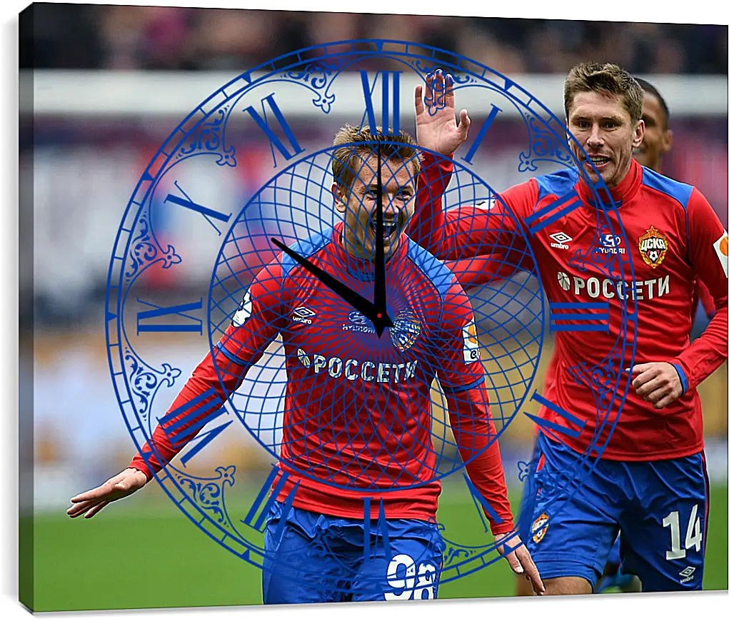 Часы картина - Празднование гола. ФК ЦСКА Москва. FC CSKA Moscow