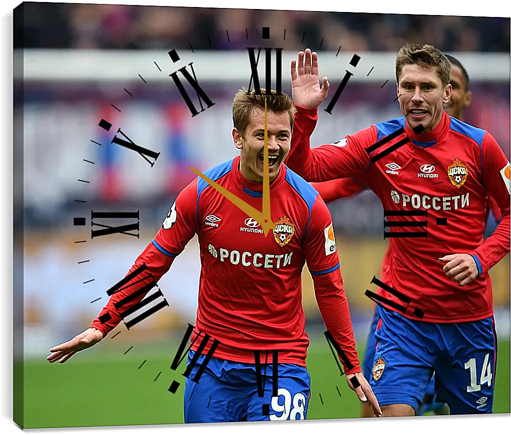 Часы картина - Празднование гола. ФК ЦСКА Москва. FC CSKA Moscow