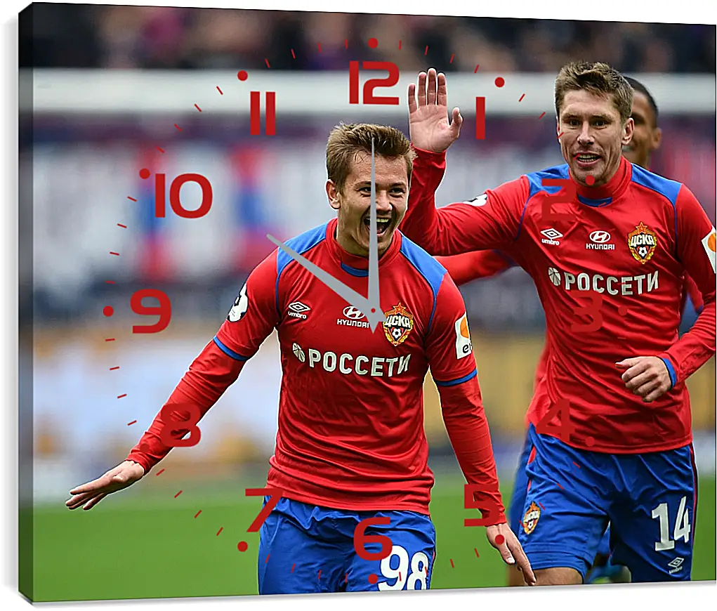 Часы картина - Празднование гола. ФК ЦСКА Москва. FC CSKA Moscow