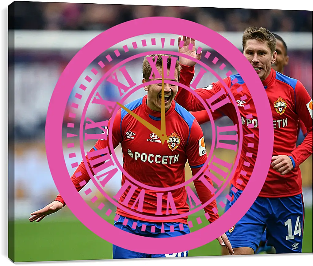 Часы картина - Празднование гола. ФК ЦСКА Москва. FC CSKA Moscow