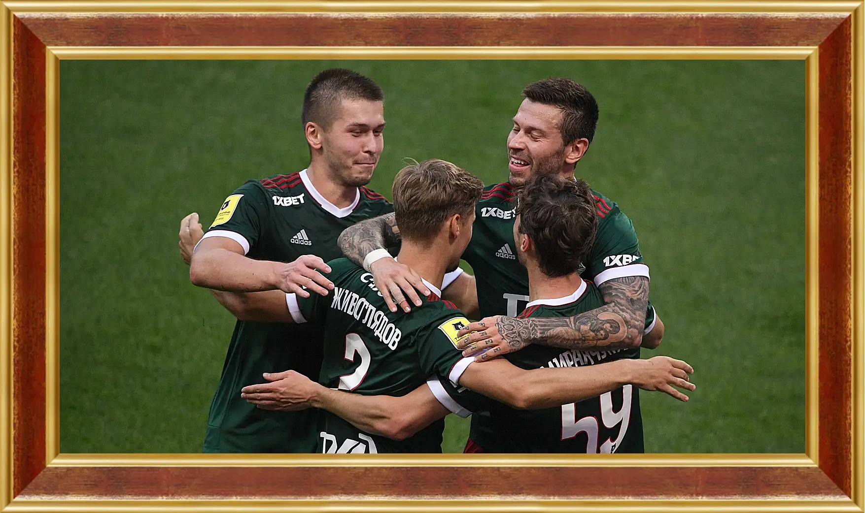 Картина в раме - Празднование гола. Локомотив Москва. Lokomotiv Moscow